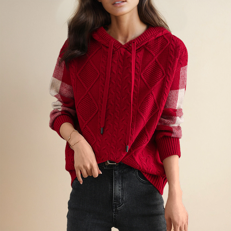 Emily | Cozy Cable Knit Hoodie – view 6