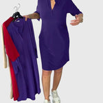 Caroline | Solid V-Neck Dress – view 2
