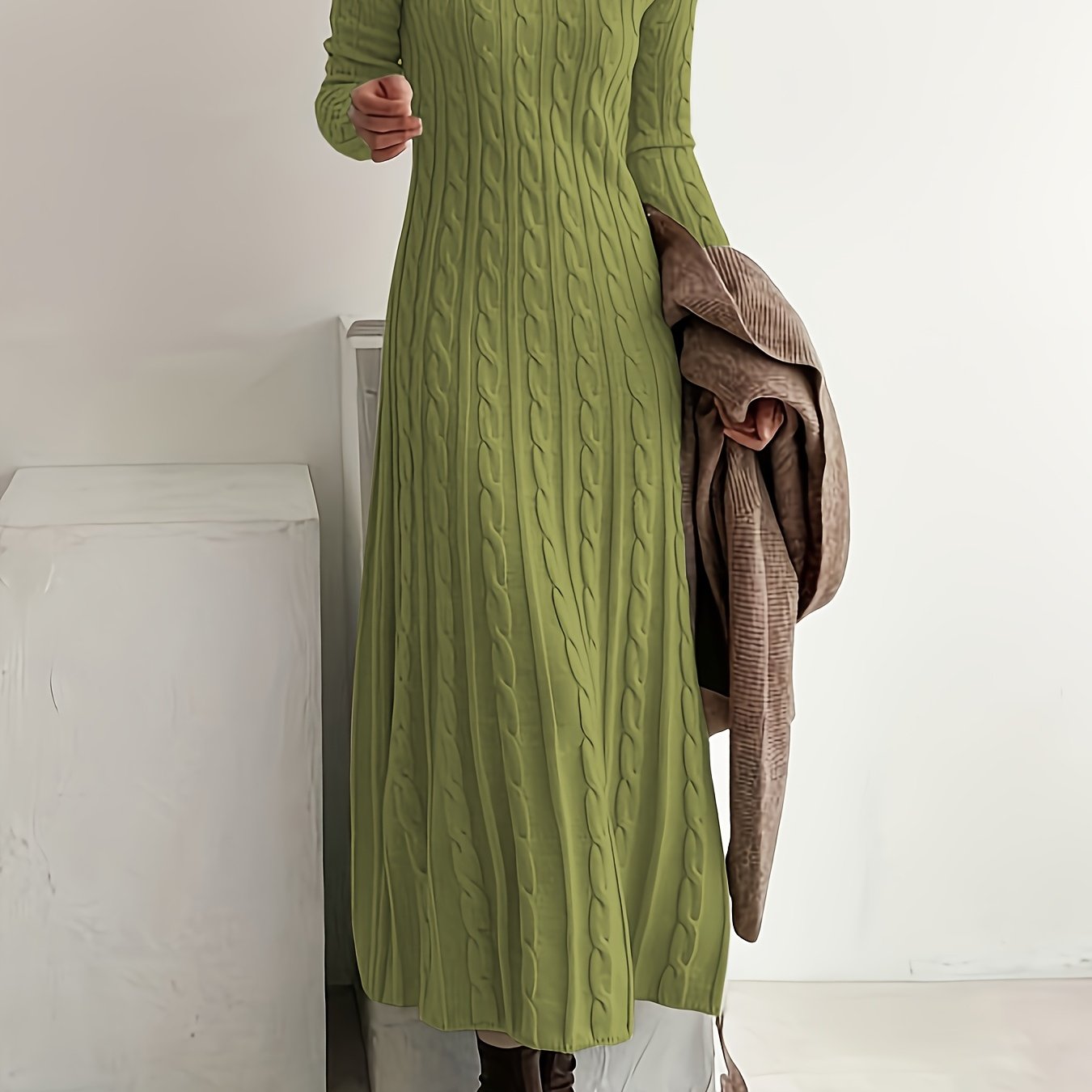 Sarah | Comfortable Cable Knit Maxi Dress – view 14