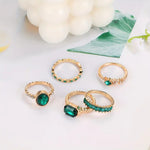 Zarina Gold Emerald Ring Set - Exquisite Design – view 2