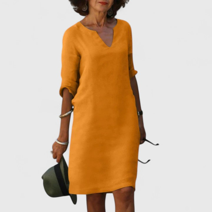 Taylor | Comfortable V-Neck Dress – view 3