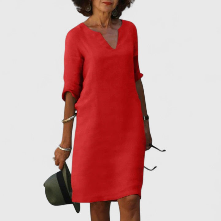 Taylor | Comfortable V-Neck Dress – view 4