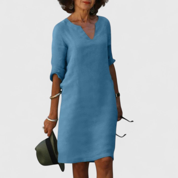Taylor | Comfortable V-Neck Dress – view 7