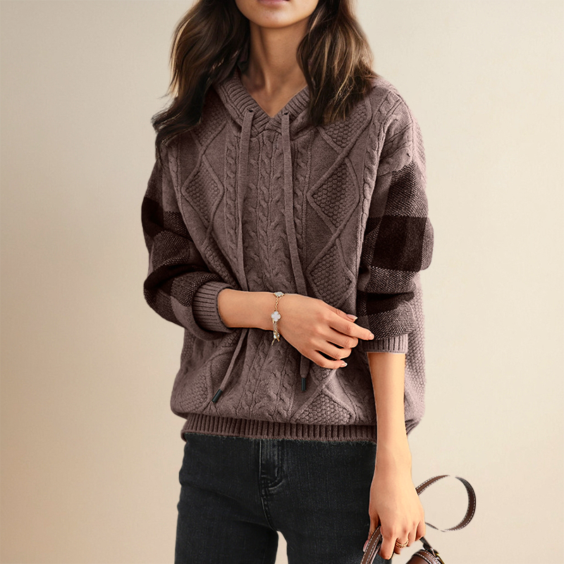 Emily | Cozy Cable Knit Hoodie – view 2