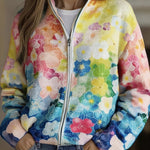 Mairin watercolour ombre floral zip cardigan for women | Ellie Dublin