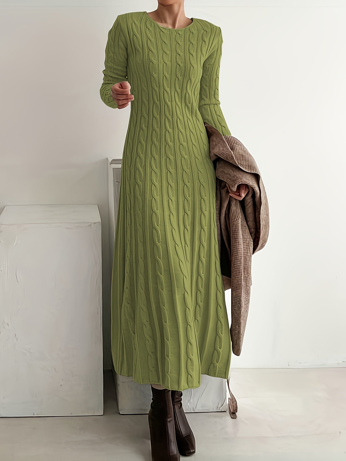Sarah | Comfortable Cable Knit Maxi Dress – view 5
