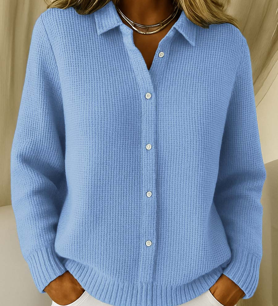 Katrina textured knit button cardigan, styled view | Ellie Dublin
