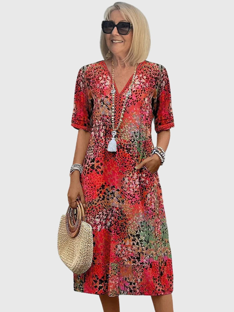 Yvonna | Elegant Floral Midi Dress – view 2