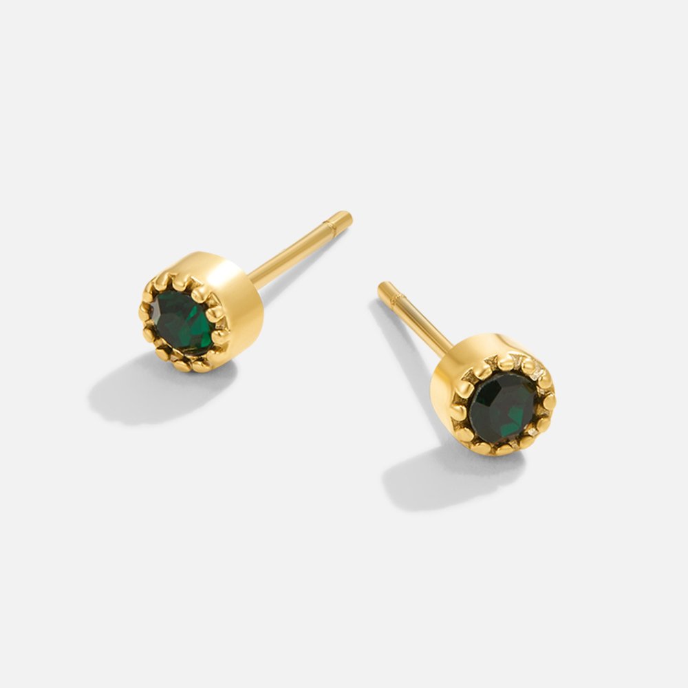 Juliette – Gold Earrings Featuring a Green Gemstone