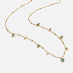 Marthe – Gold Necklace Featuring a Green Pendant