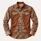 The Brookcrest Men’s Two-Tone Patchwork Western Retro Denim Shirt – view 5