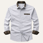 The Amelia Men’s Casual Button Up Dress with Plaid Collar & Cuffs – view 5