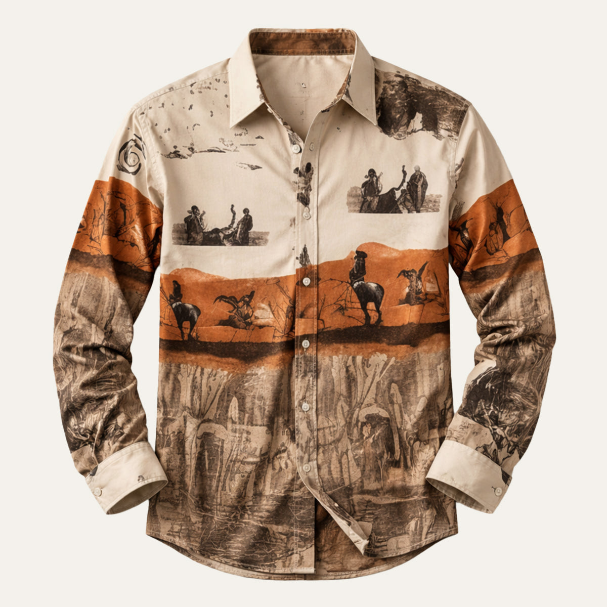 The Linfield Men’s Two-Tone Patchwork Western Trendy Denim Shirt – view 5