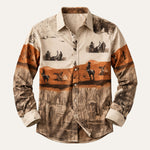 The Linfield Men’s Two-Tone Patchwork Western Trendy Denim Shirt – view 5