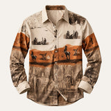 The Linfield Men’s Two-Tone Patchwork Western Trendy Denim Shirt – view 5