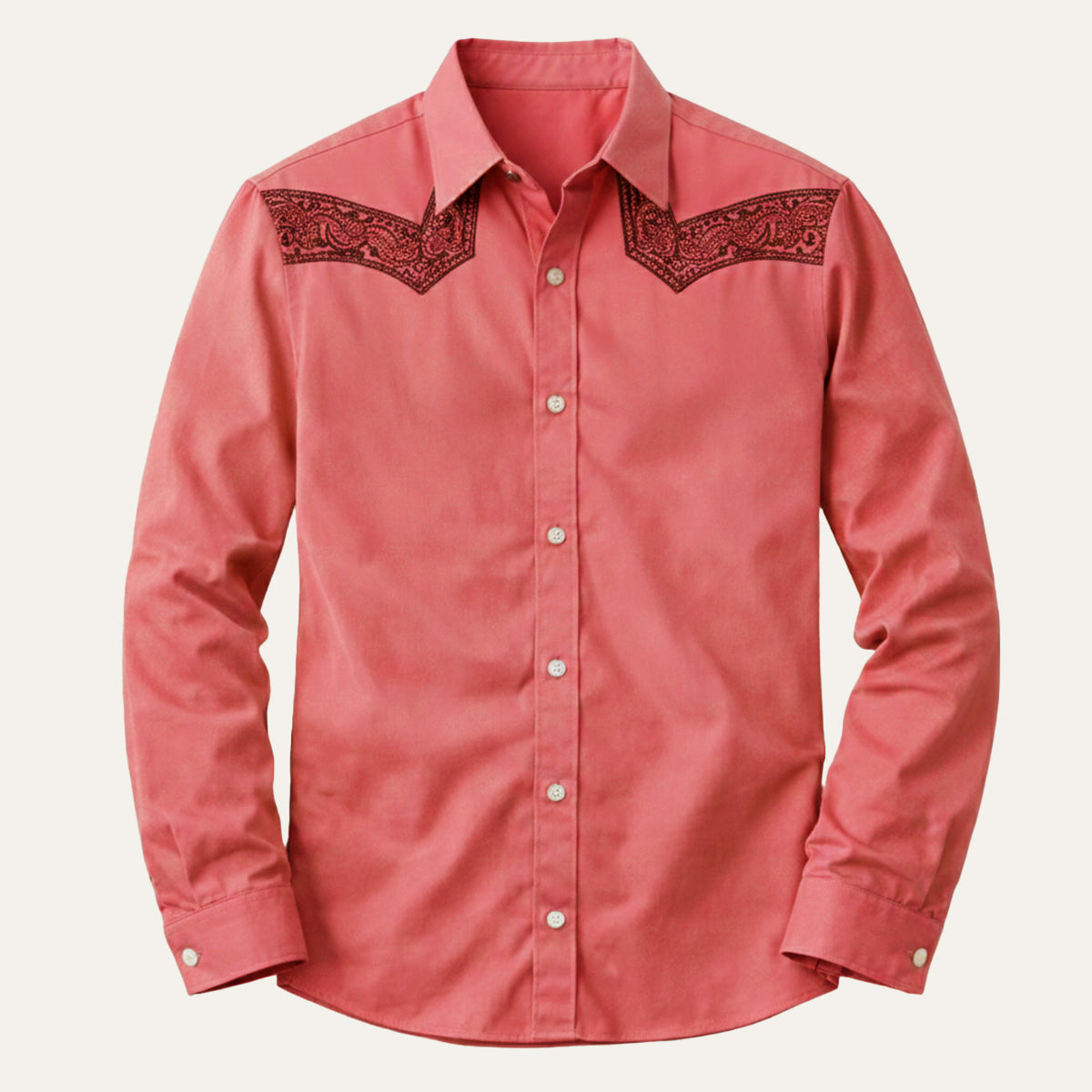 The Brookcrest Men’s Two-Tone Patchwork Western Retro Denim Shirt – view 7