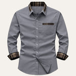 The Amelia Men’s Casual Button Up Dress with Plaid Collar & Cuffs – view 7