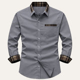 The Amelia Men’s Casual Button Up Dress with Plaid Collar & Cuffs – view 7