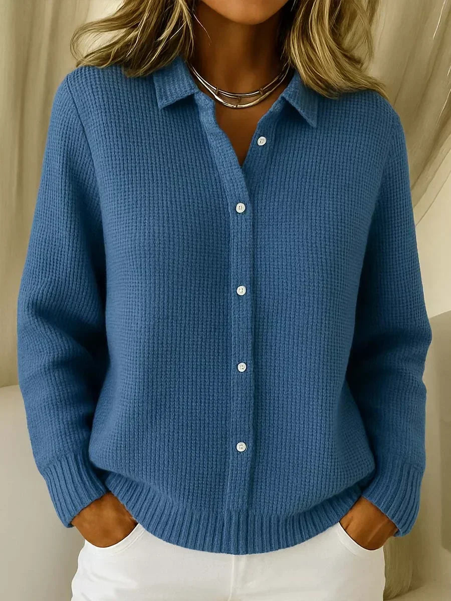 Katrina textured knit button cardigan, detail view | Ellie Dublin