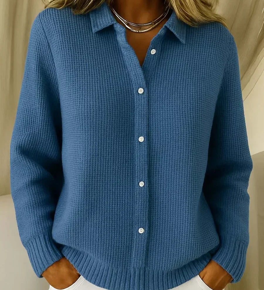 Katrina textured knit button cardigan, detail view | Ellie Dublin
