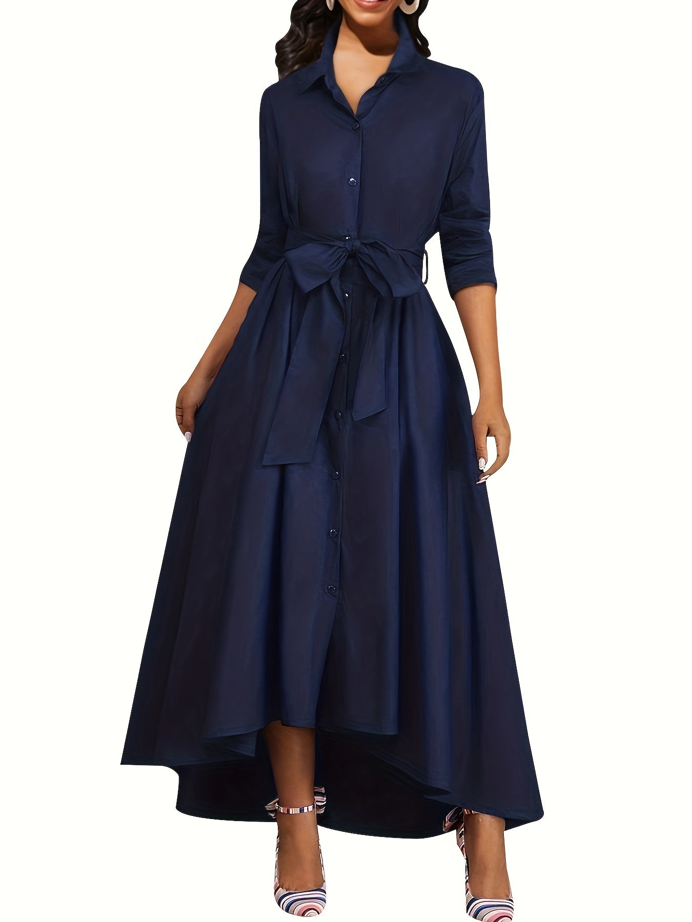 Martine | Perfect Buttoned Maxi Dress for Parties – view 2