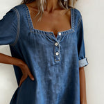 Marceline | Square Collar Denim Shirt – view 4