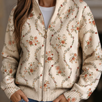 Honora cream delicate floral zip cardigan for women | Ellie Dublin