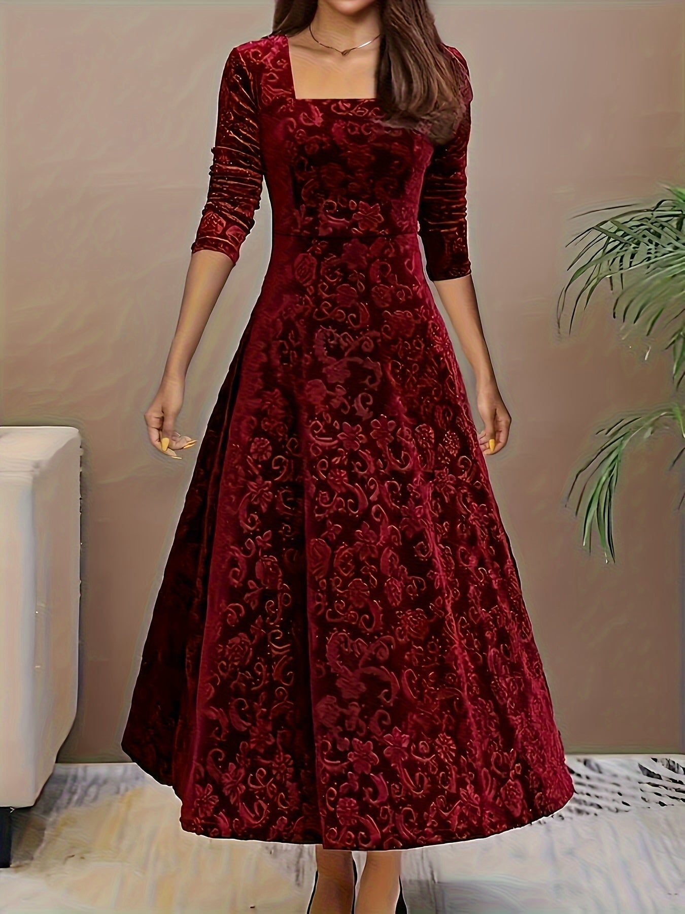 Julie | Elegant Patterned Maxi Dress – view 2