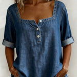 Marceline | Square Collar Denim Shirt – view 2