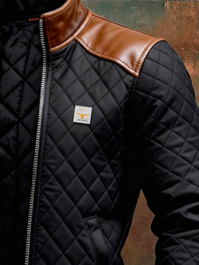 Josip | Black Quilted Coat Featuring Shoulders – view 2