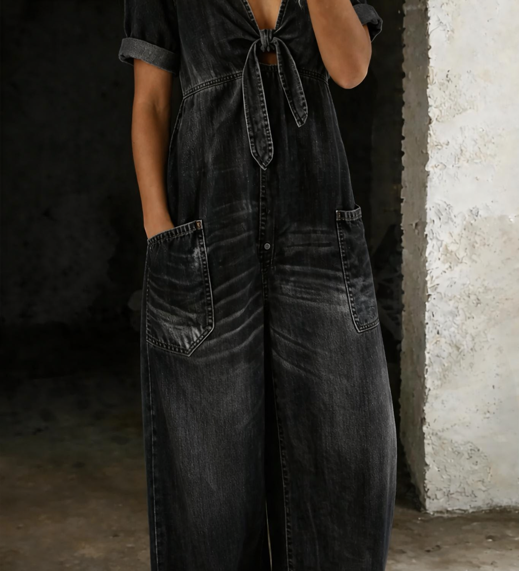 Garance | Denim Jumpsuit with V-Neck – view 4
