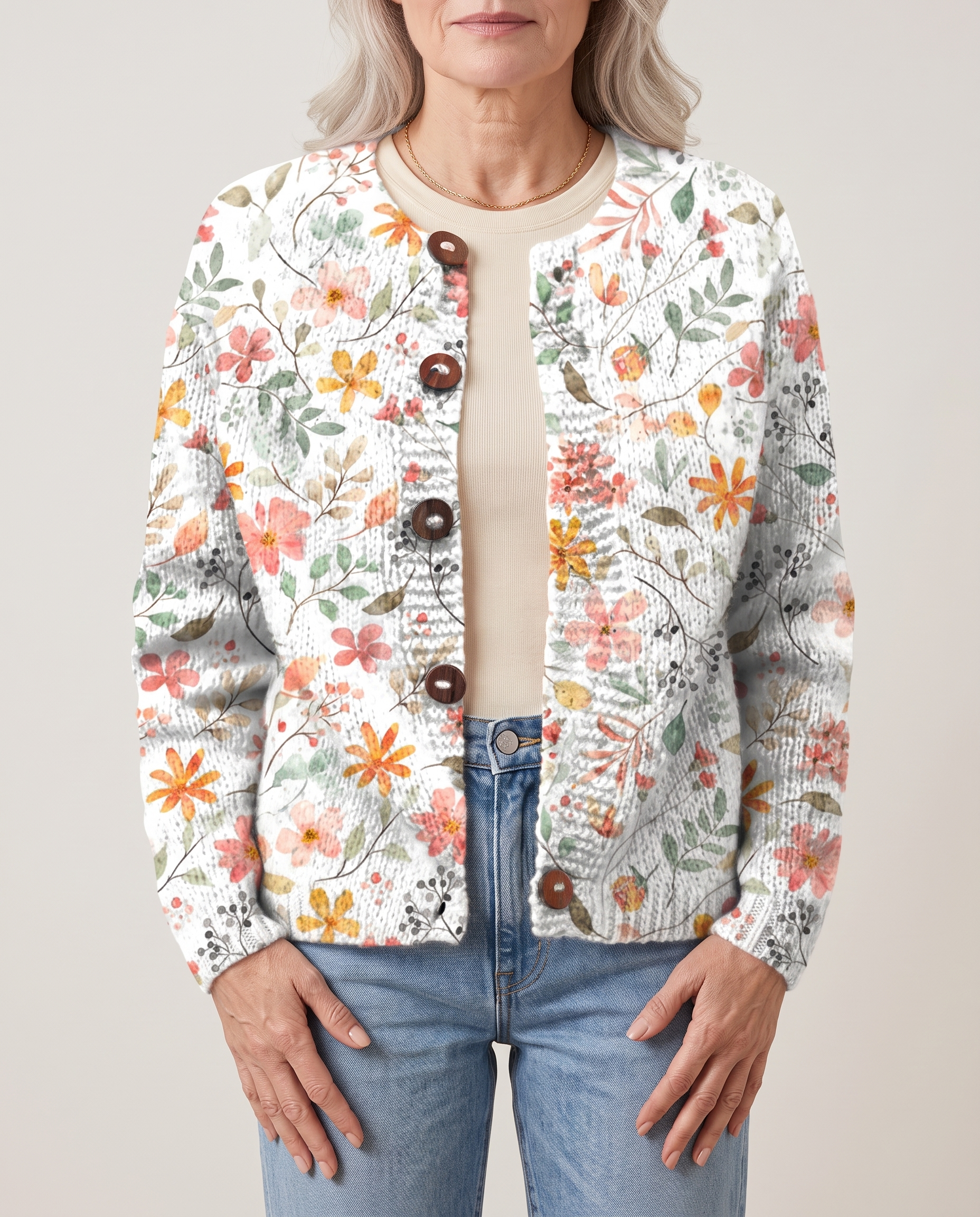 Aoileann watercolour floral cardigan for women by Ellie Dublin