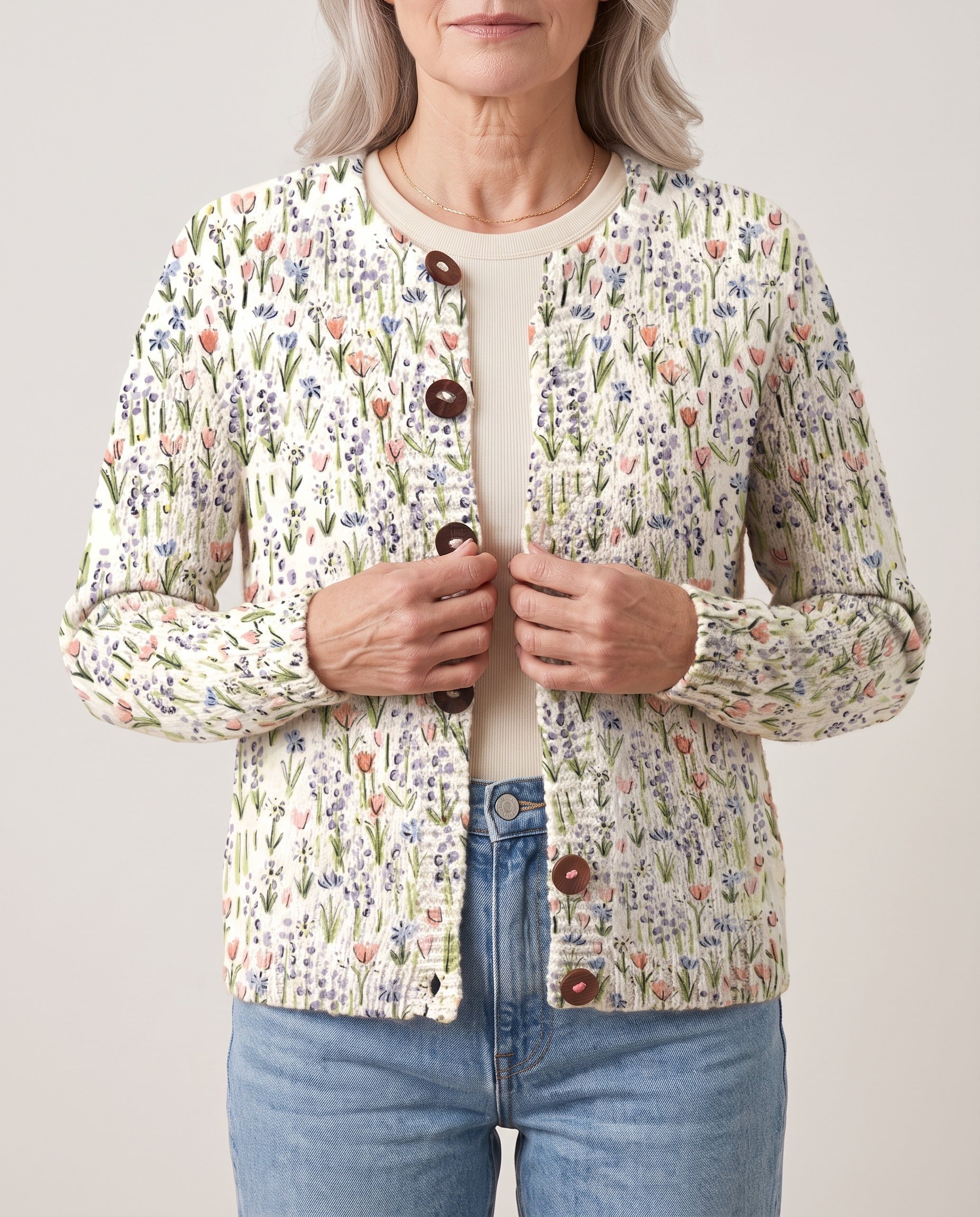 Aoibh vintage floral knit cardigan for women by Ellie Dublin