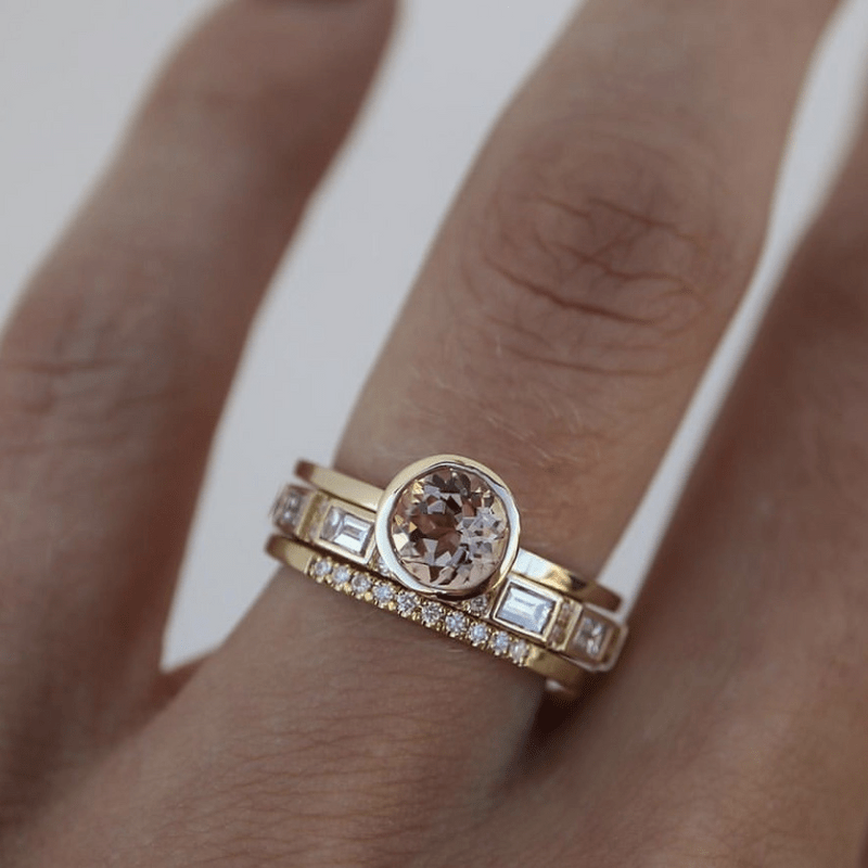 Hopp - Set of Crystal-Infused Gold Rings – view 2
