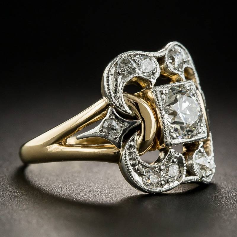 Antique Gold Zirconia Ring – view 2
