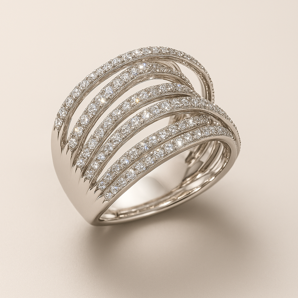 Retro Silver Stacked Zirconia Ring – view 3