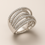 Retro Silver Stacked Zirconia Ring – view 3