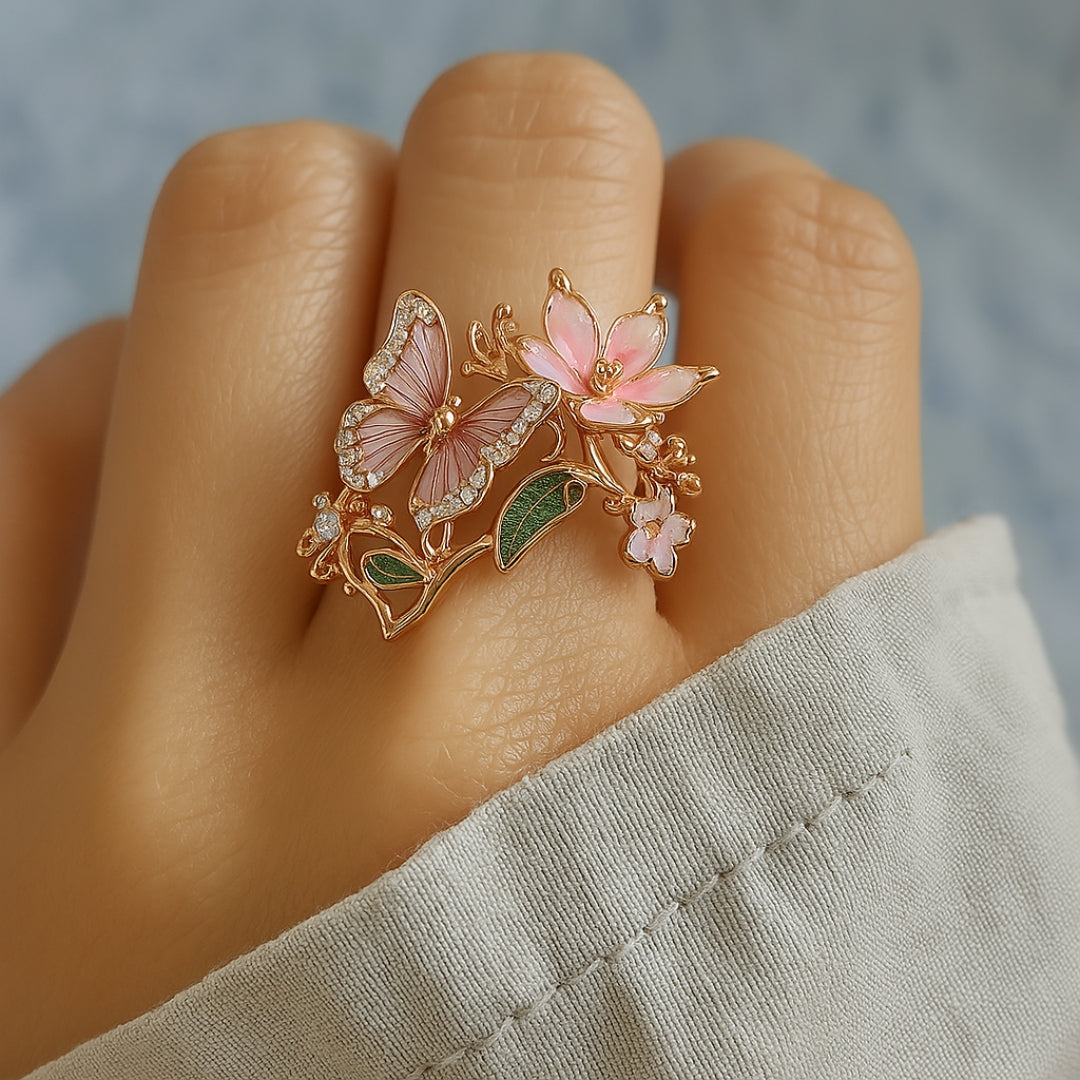 Natural Light Zirconia Butterfly Ring – view 3
