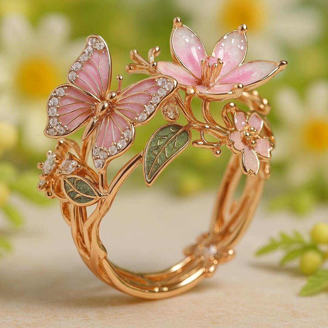 Natural Light Zirconia Butterfly Ring – view 4
