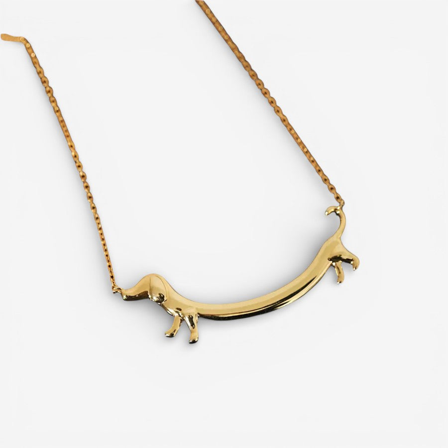 Elegant Golden Dachshund Pendant Necklace