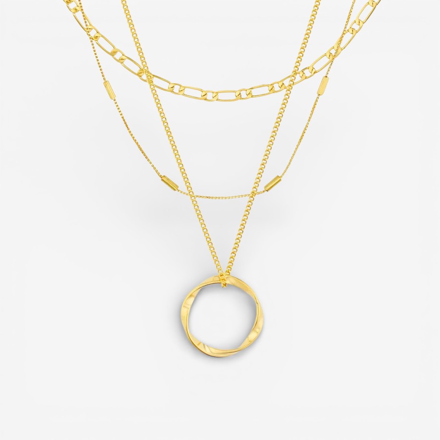 Triple Row Open Circle Necklace