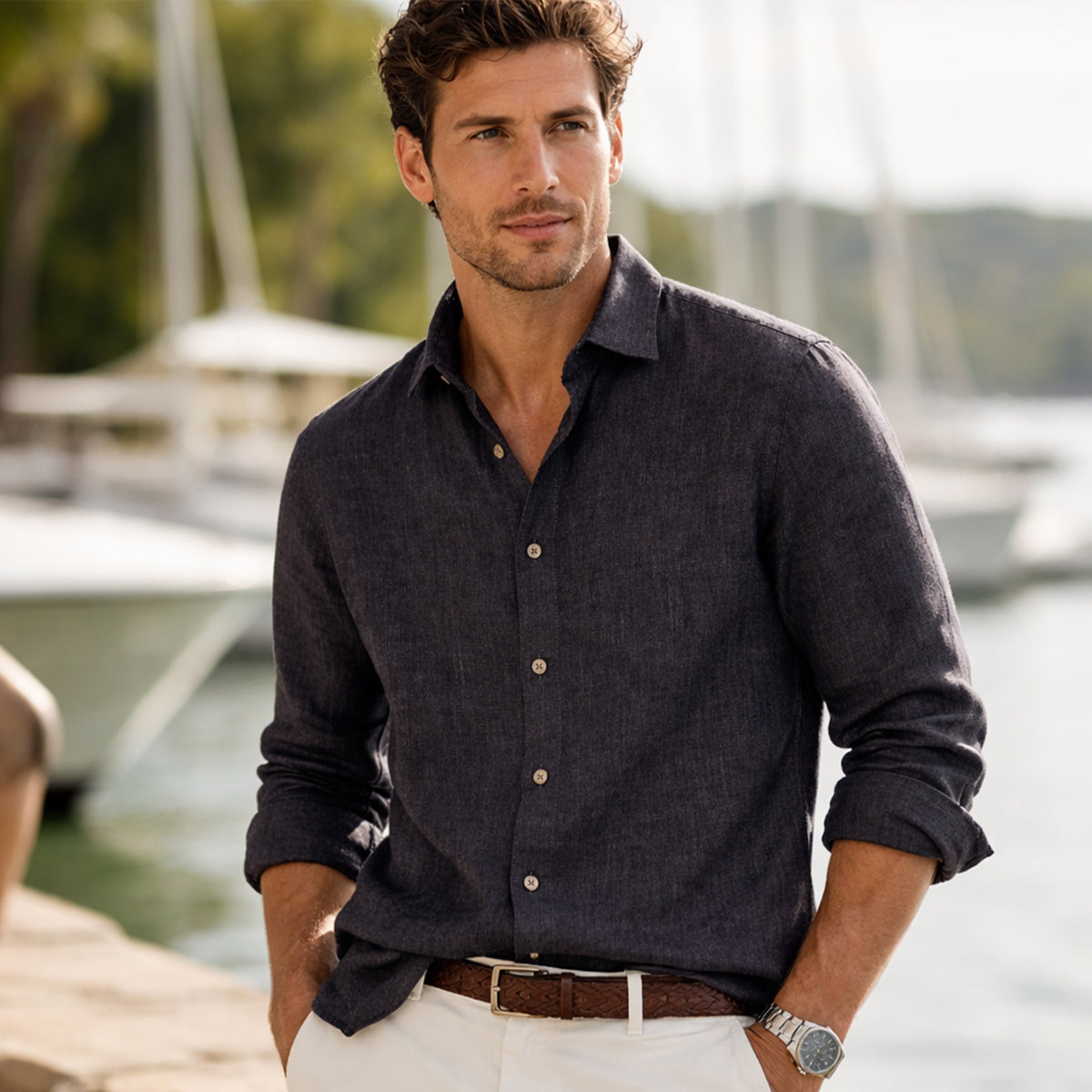 The Meadowfall Men’s Casual Loose Fit Button-Up Shirt – view 12