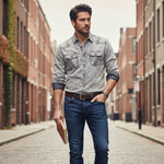 The Fairbrook Men’s Light Grey Vintage Tie Dye Denim Shirt – view 6