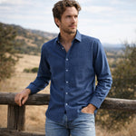 The Ashwood Park Men’s Two Tone Patchwork Western Vintage Denim Shirt – view 8