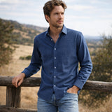 The Ashwood Park Men’s Two Tone Patchwork Western Vintage Denim Shirt – view 8