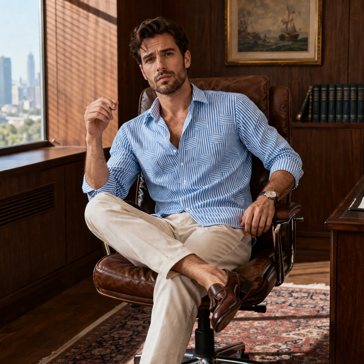 The Stratford Men’s Breathable Striped Wrinkle Resistant Shirt – view 13