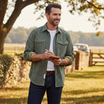 The Willowfall Men’s Nostalgic Casual Vertical Stripe Denim Shirt – view 9