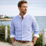 The Glenbrook Men’s Lightweight Slim Fit Striped Stand Collar Shirt – view 5