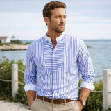 The Glenbrook Men’s Lightweight Slim Fit Striped Stand Collar Shirt – view 5