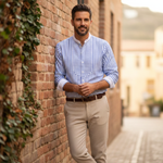 The Glenbrook Men’s Lightweight Slim Fit Striped Stand Collar Shirt – view 6